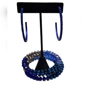 Vtg. Mix And Match Blue Bracelet & Earrings